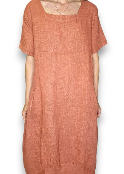 Brick Mid Sleeve Maxi Dress