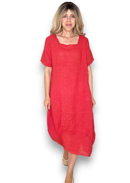Red Mid Sleeve Maxi Dress