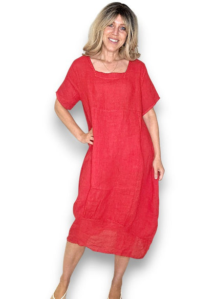 Red Mid Sleeve Maxi Dress