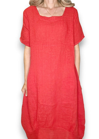 Red Mid Sleeve Maxi Dress