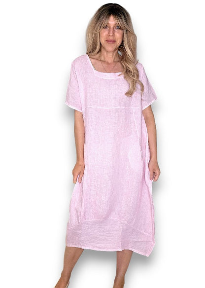 Bubbelgum Pink Mid Sleeve Maxi Dress