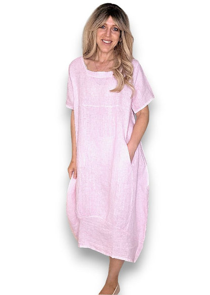 Bubbelgum Pink Mid Sleeve Maxi Dress