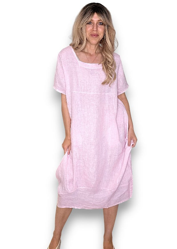 Bubbelgum Pink Mid Sleeve Maxi Dress