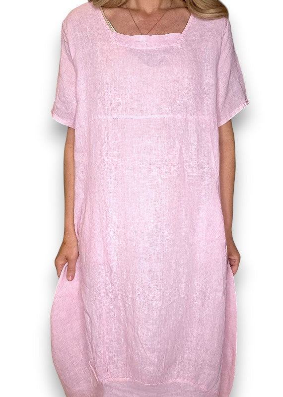 Bubbelgum Pink Mid Sleeve Maxi Dress