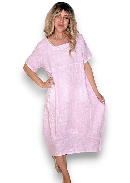 Bubbelgum Pink Mid Sleeve Maxi Dress