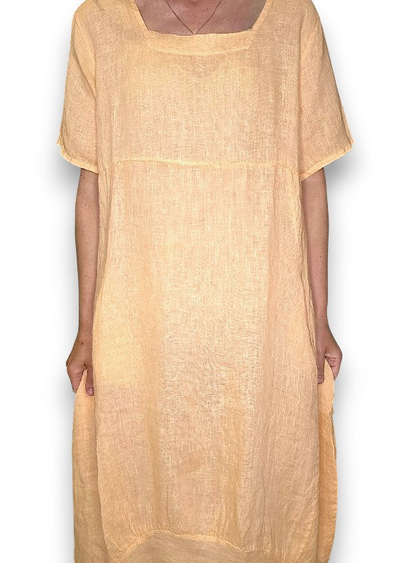 Bright Peach Mid Sleeve Maxi Dress