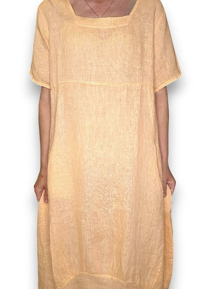 Bright Peach Mid Sleeve Maxi Dress