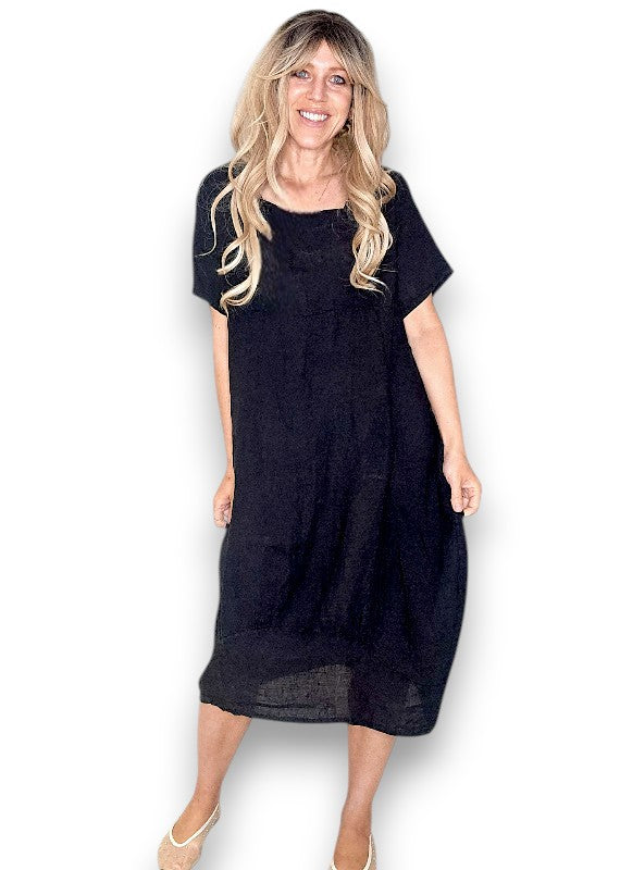 Black Mid Sleeve Maxi Dress