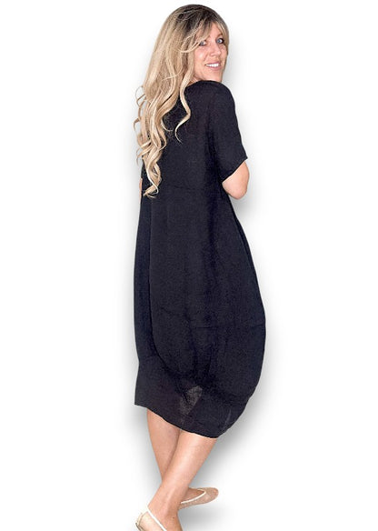 Black Mid Sleeve Maxi Dress