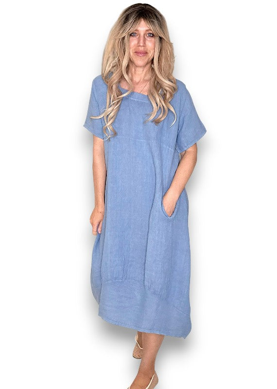 Petrol Mid Sleeve Maxi Dress