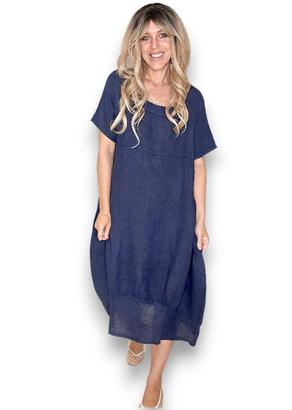 Navy Mid Sleeve Maxi Dress