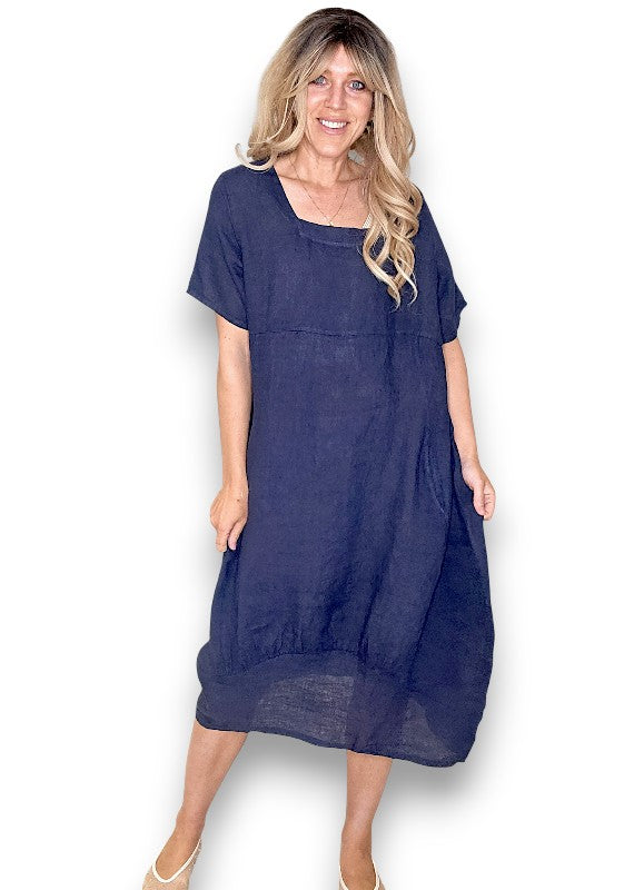 Navy Mid Sleeve Maxi Dress
