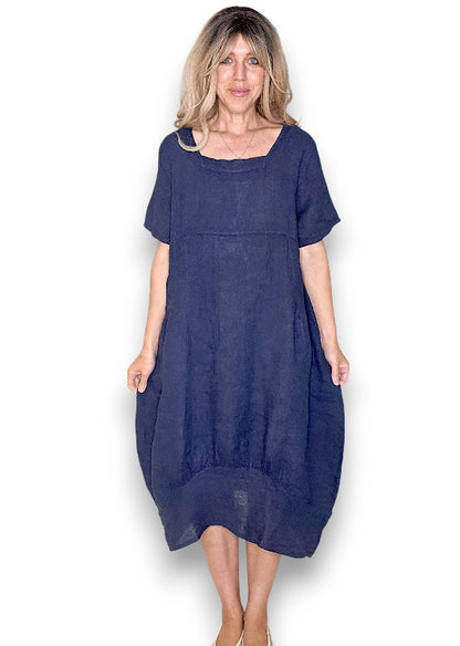 Navy Mid Sleeve Maxi Dress