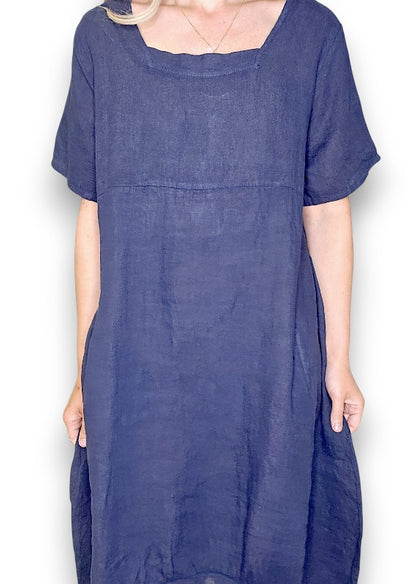 Navy Mid Sleeve Maxi Dress