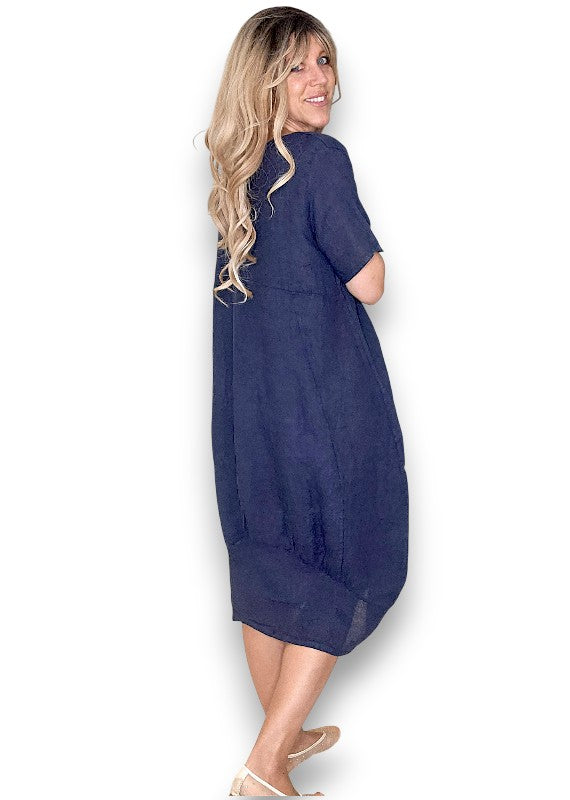 Navy Mid Sleeve Maxi Dress