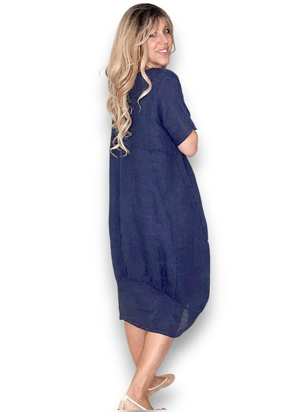 Navy Mid Sleeve Maxi Dress