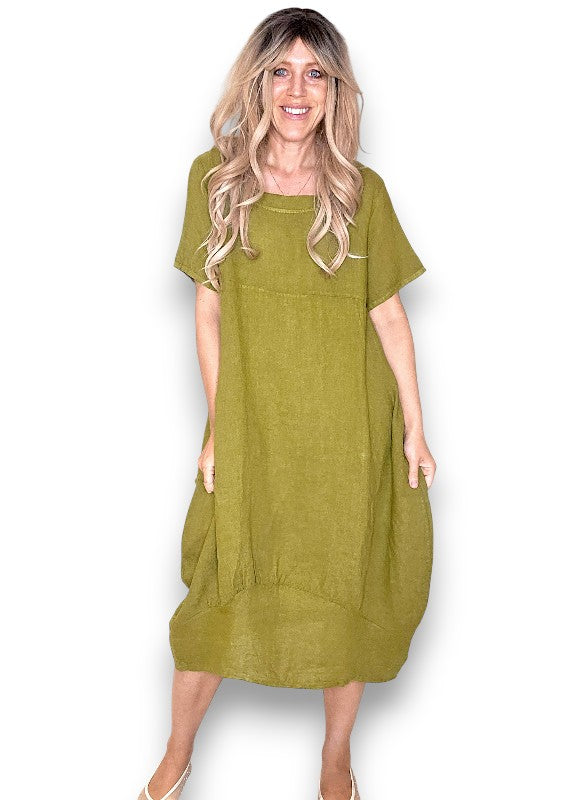 Olive Mid Sleeve Maxi Dress