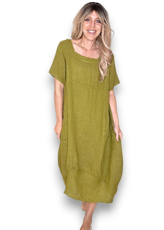 Olive Mid Sleeve Maxi Dress