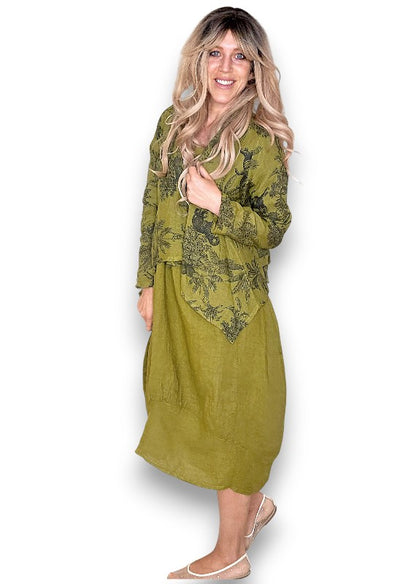 Olive Mid Sleeve Maxi Dress
