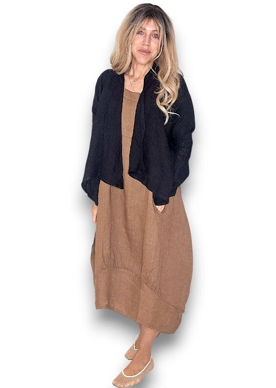 Black Plain Angled Cover Up Jkt