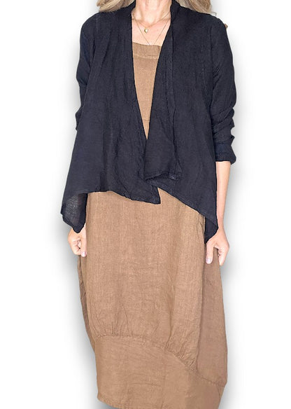 Black Plain Angled Cover Up Jkt
