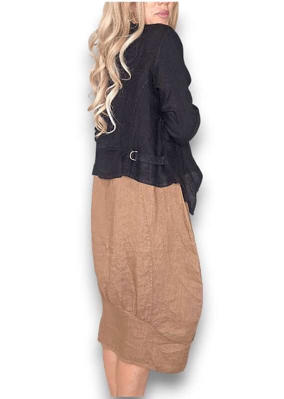 Black Plain Angled Cover Up Jkt