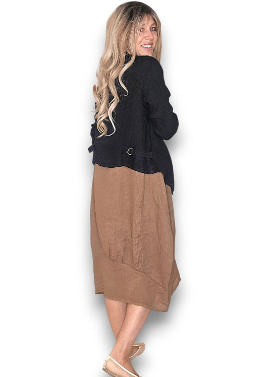 Black Plain Angled Cover Up Jkt