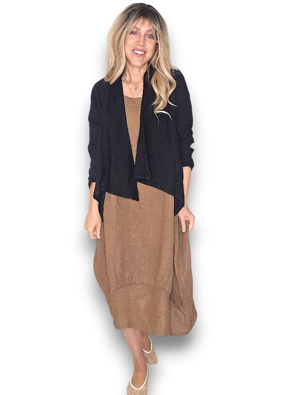 Black Plain Angled Cover Up Jkt