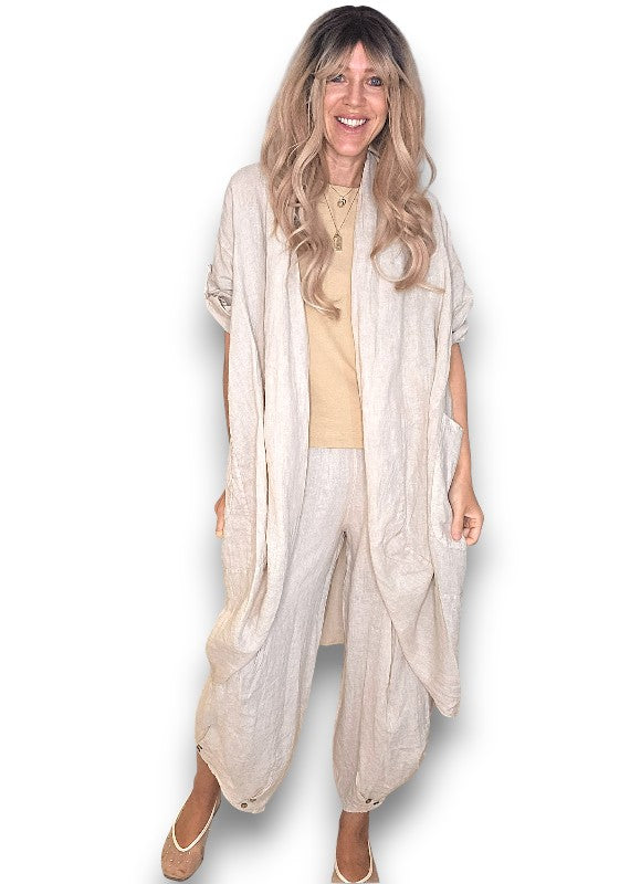 Beige Linen Cover Up