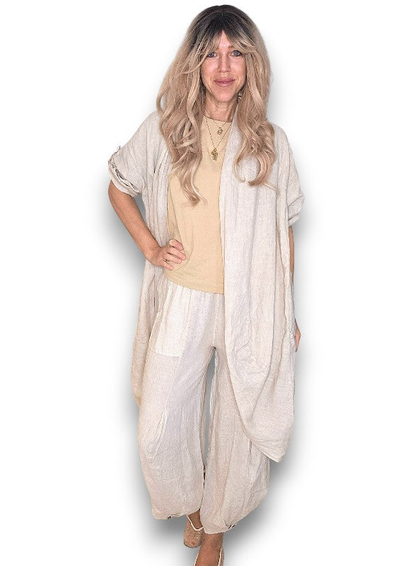 Beige Linen Cover Up