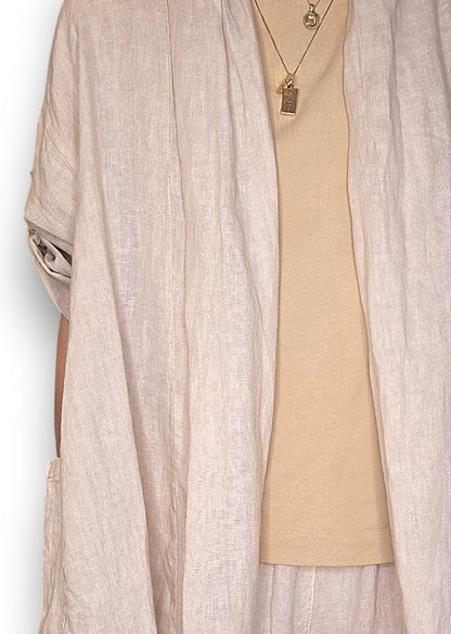 Beige Linen Cover Up