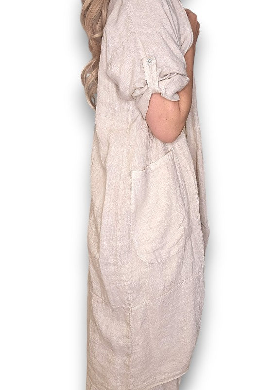 Beige Linen Cover Up