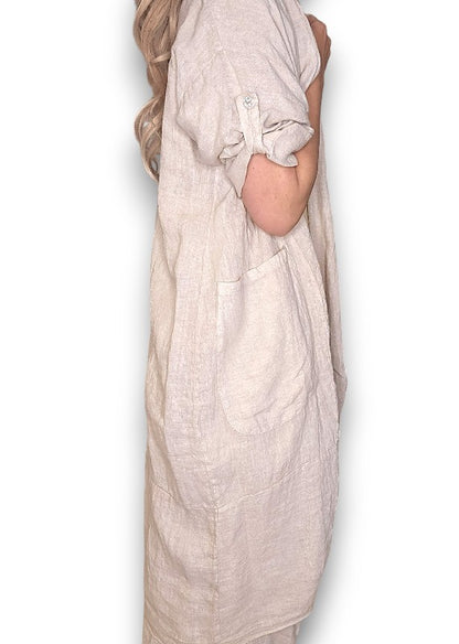 Beige Linen Cover Up