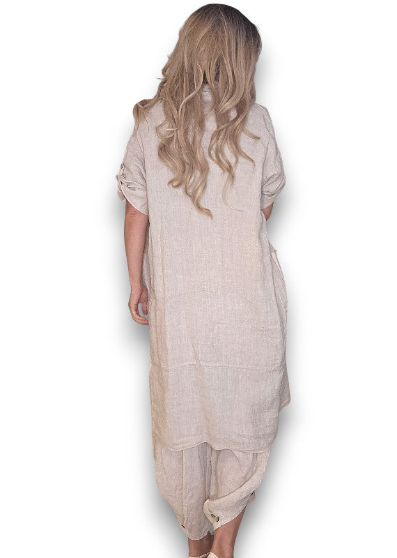 Beige Linen Cover Up
