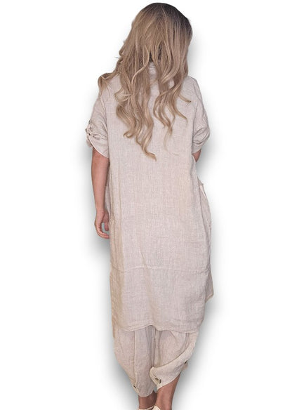 Beige Linen Cover Up