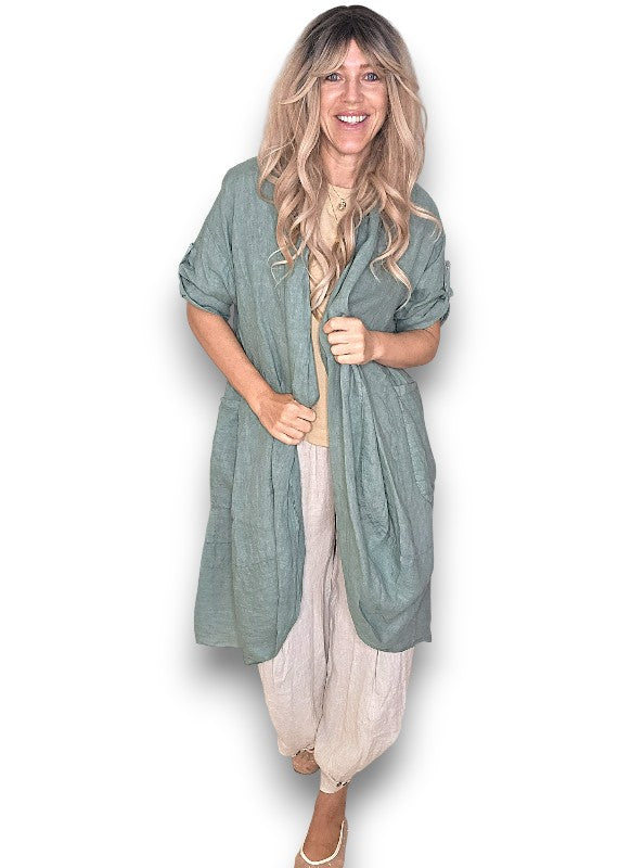 Sage Linen Cover Up