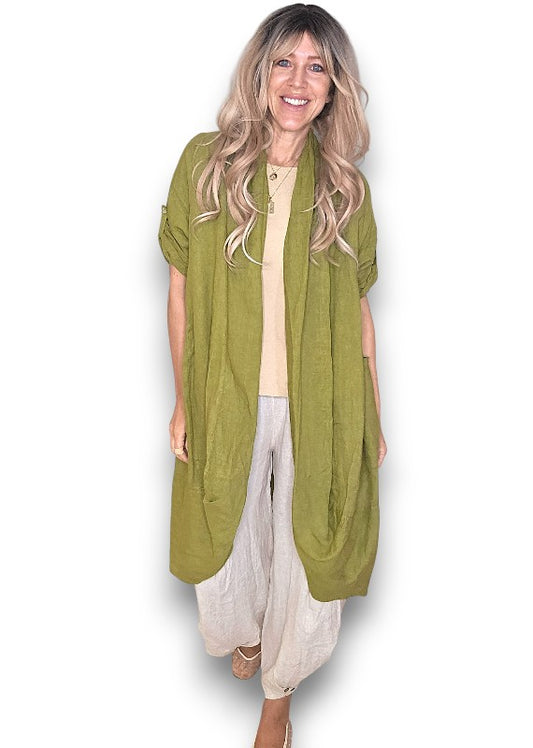 Olive Linen Cover Up