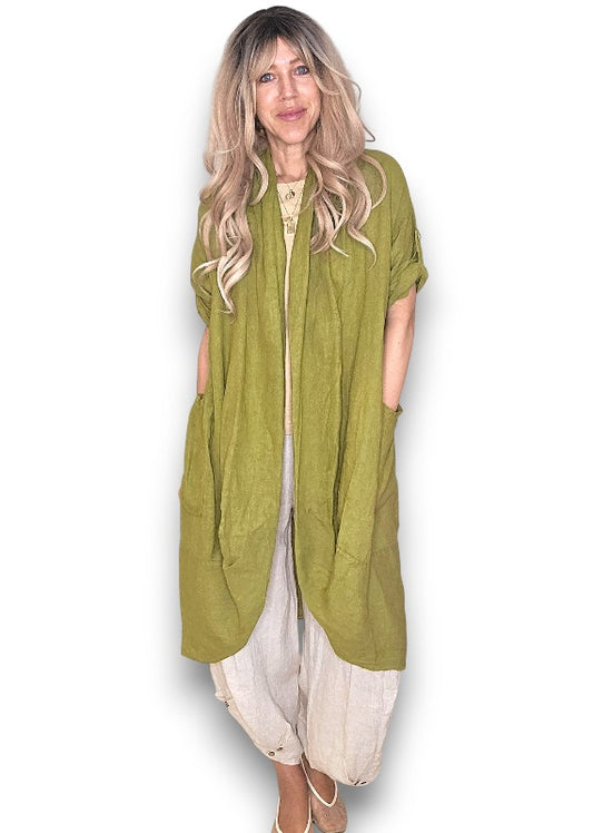 Olive Linen Cover Up