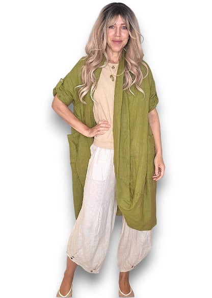 Olive Linen Cover Up