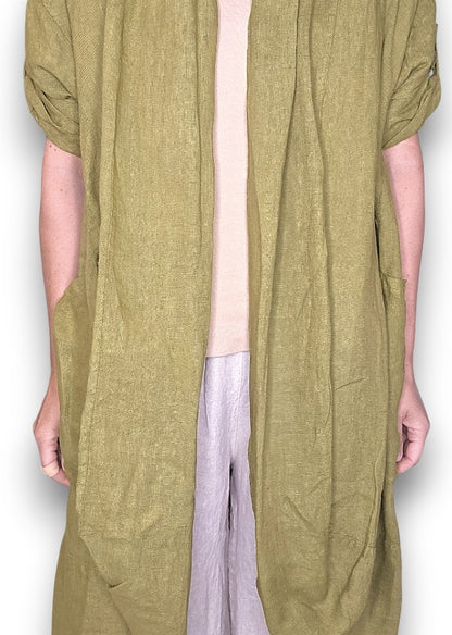 Olive Linen Cover Up