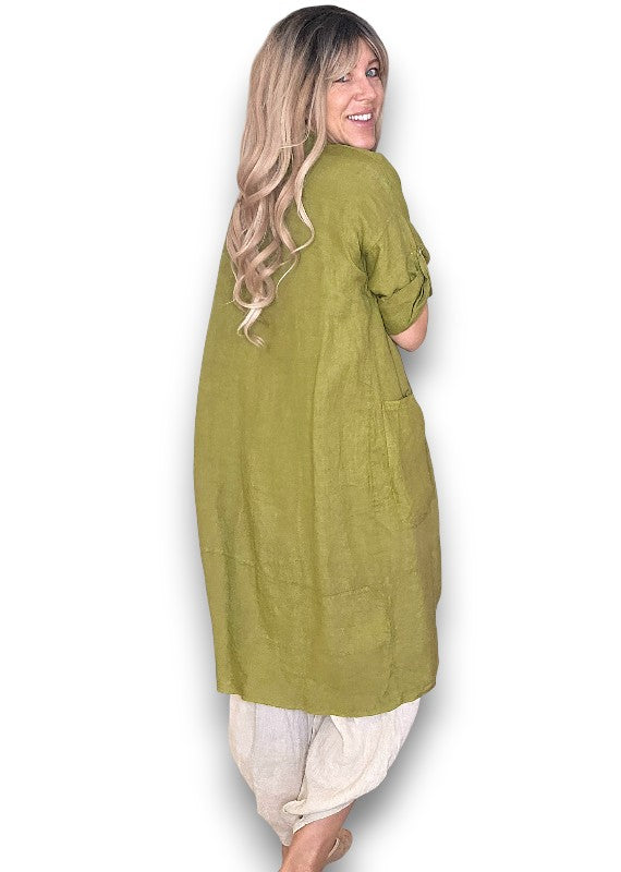 Olive Linen Cover Up