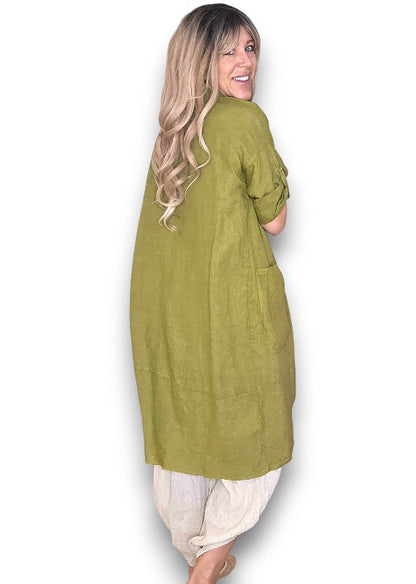 Olive Linen Cover Up