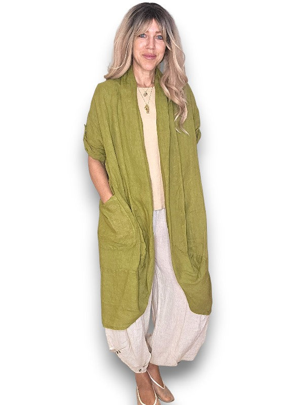 Olive Linen Cover Up