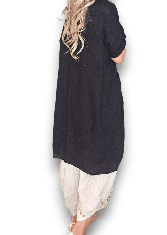 Black Linen Cover Up