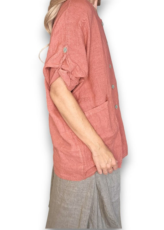 Brick Pearl Button Top