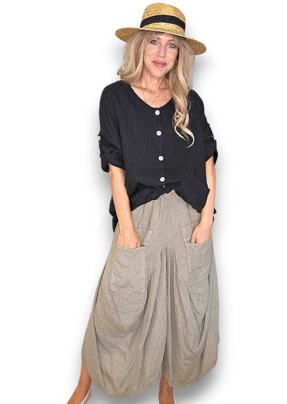 Black Pearl Button Top