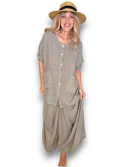 Mocha Normandie Linen Pants