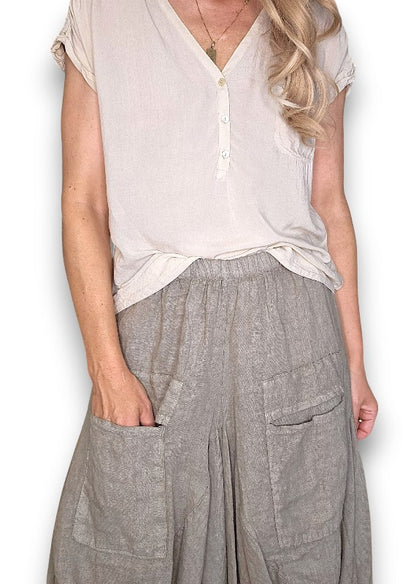 Mocha Normandie Linen Pants
