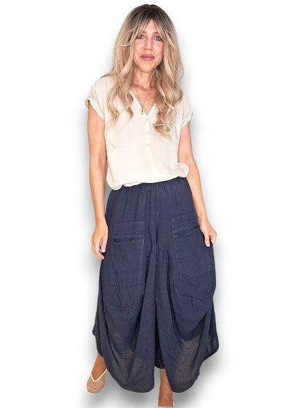 Navy Normandie Linen Pants