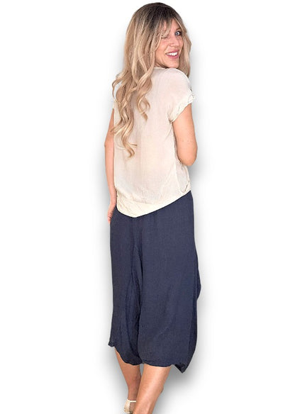 Navy Normandie Linen Pants